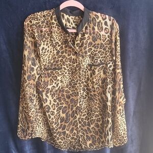 CHEETAH print sheer blouse